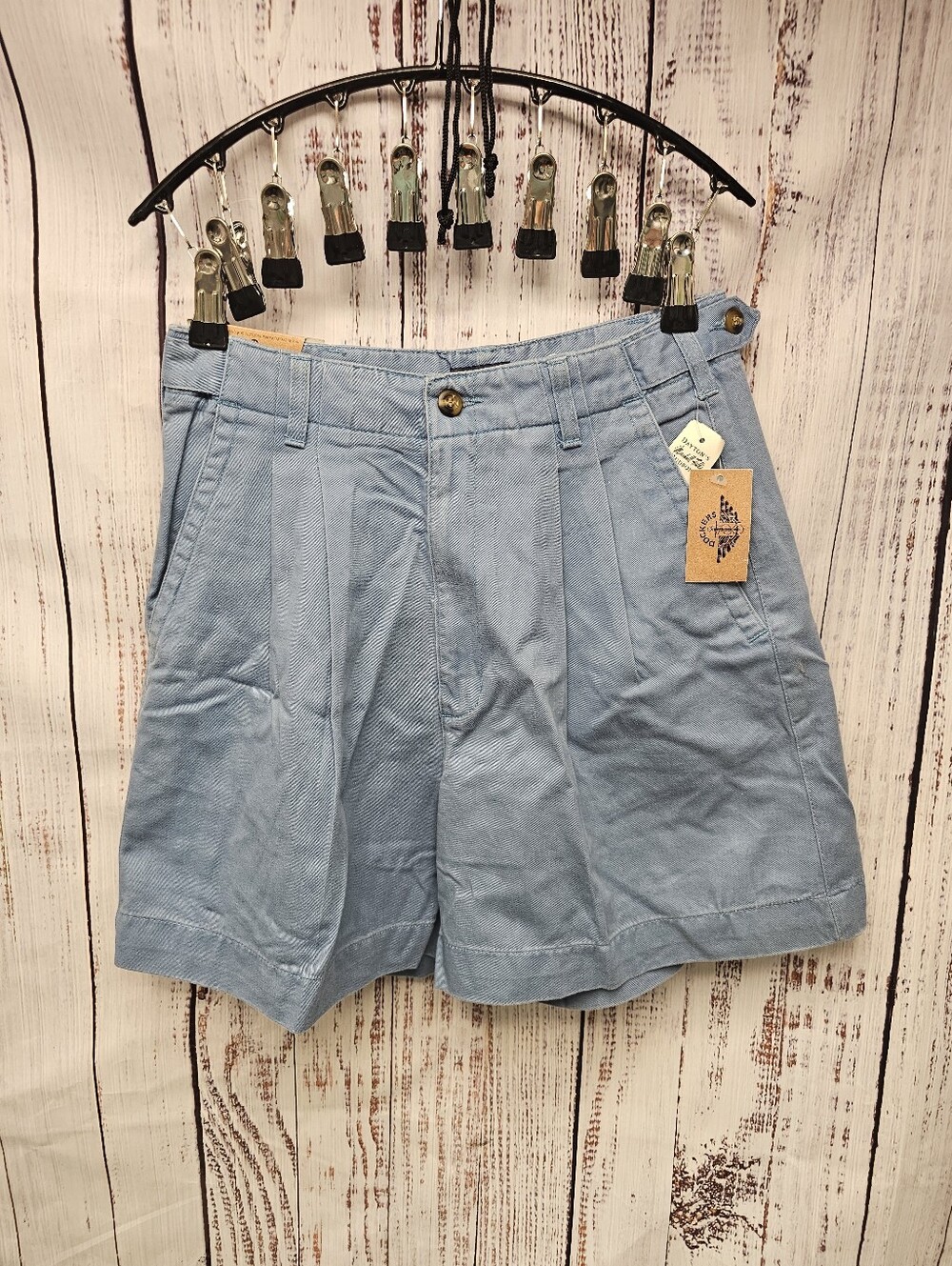 Vintage Dockers Women's Size 6 Light Blue Pleated Combed Cotton Shorts NWT